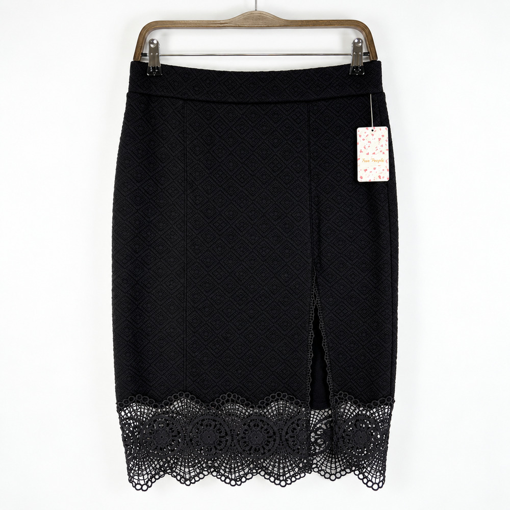 Free People Quilted Lace Slit Skirt Size Medium Vintage Whimsigoth Coquette